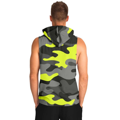 Black & Yellow Camo Sleeveless Hoodie