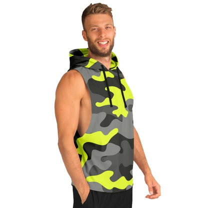 Black & Yellow Camo Sleeveless Hoodie