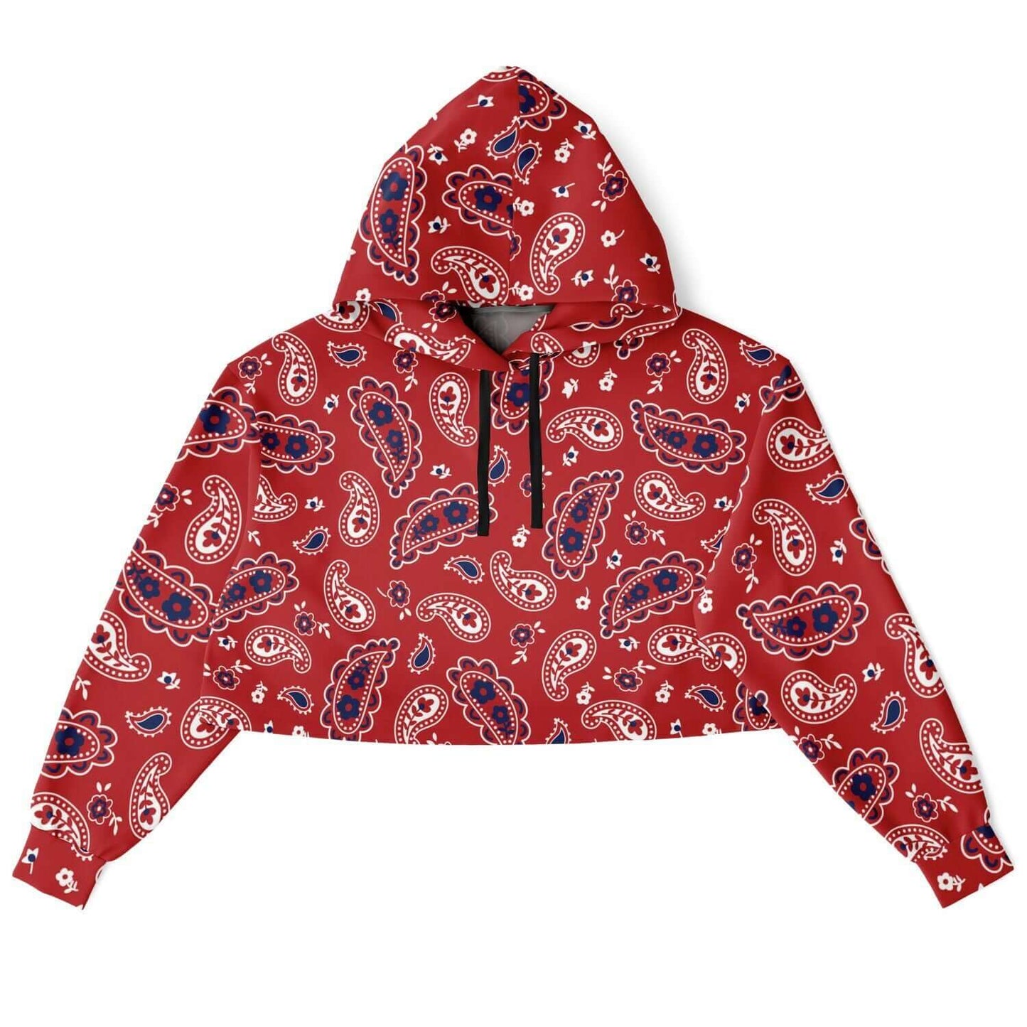 Red Paisley Bandana Cropped Hoodie