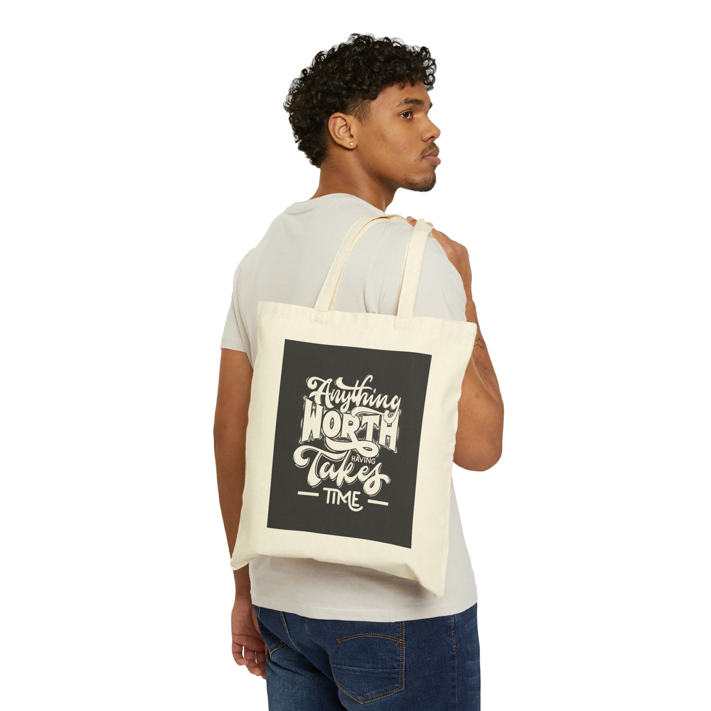 Cotton Canvas Tote Bag | Worth Black - Ribooa