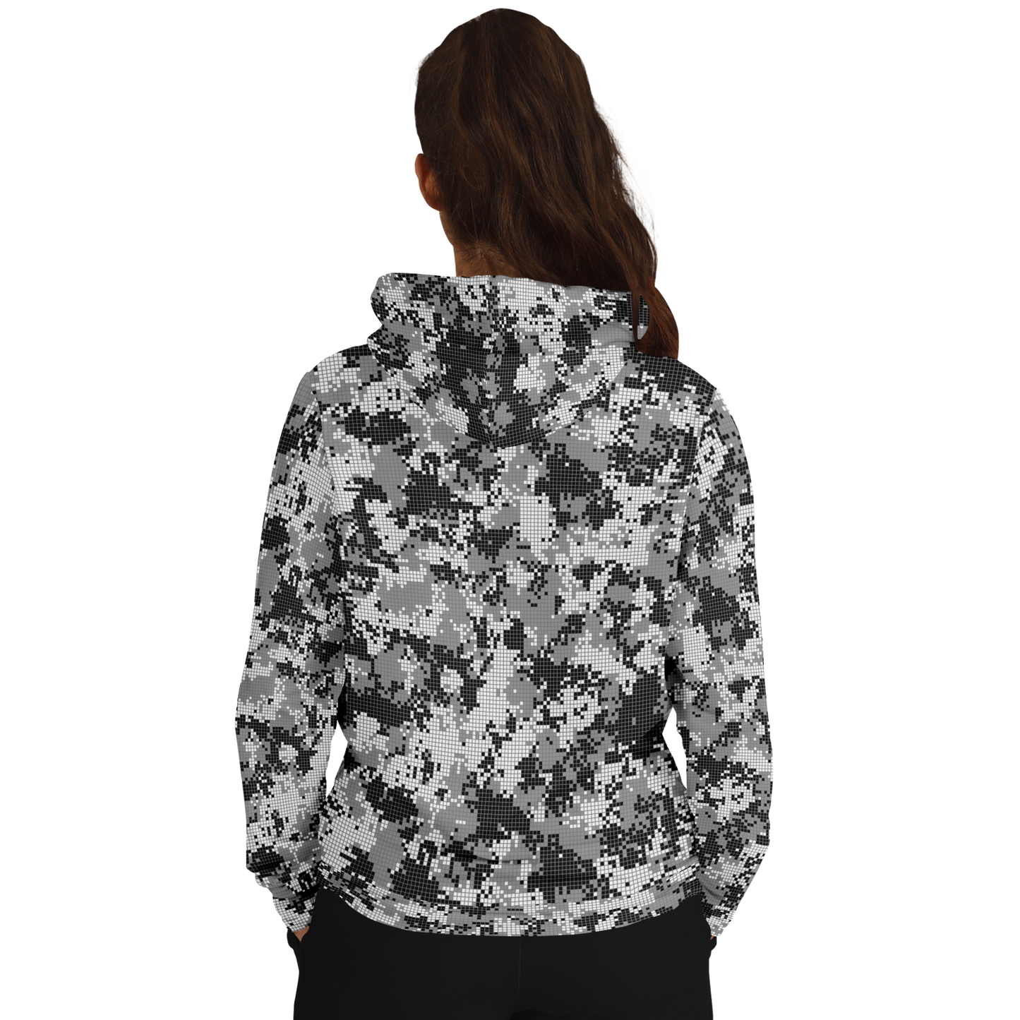 Pixel Camo Hoodie | Black & White Camouflage Pattern