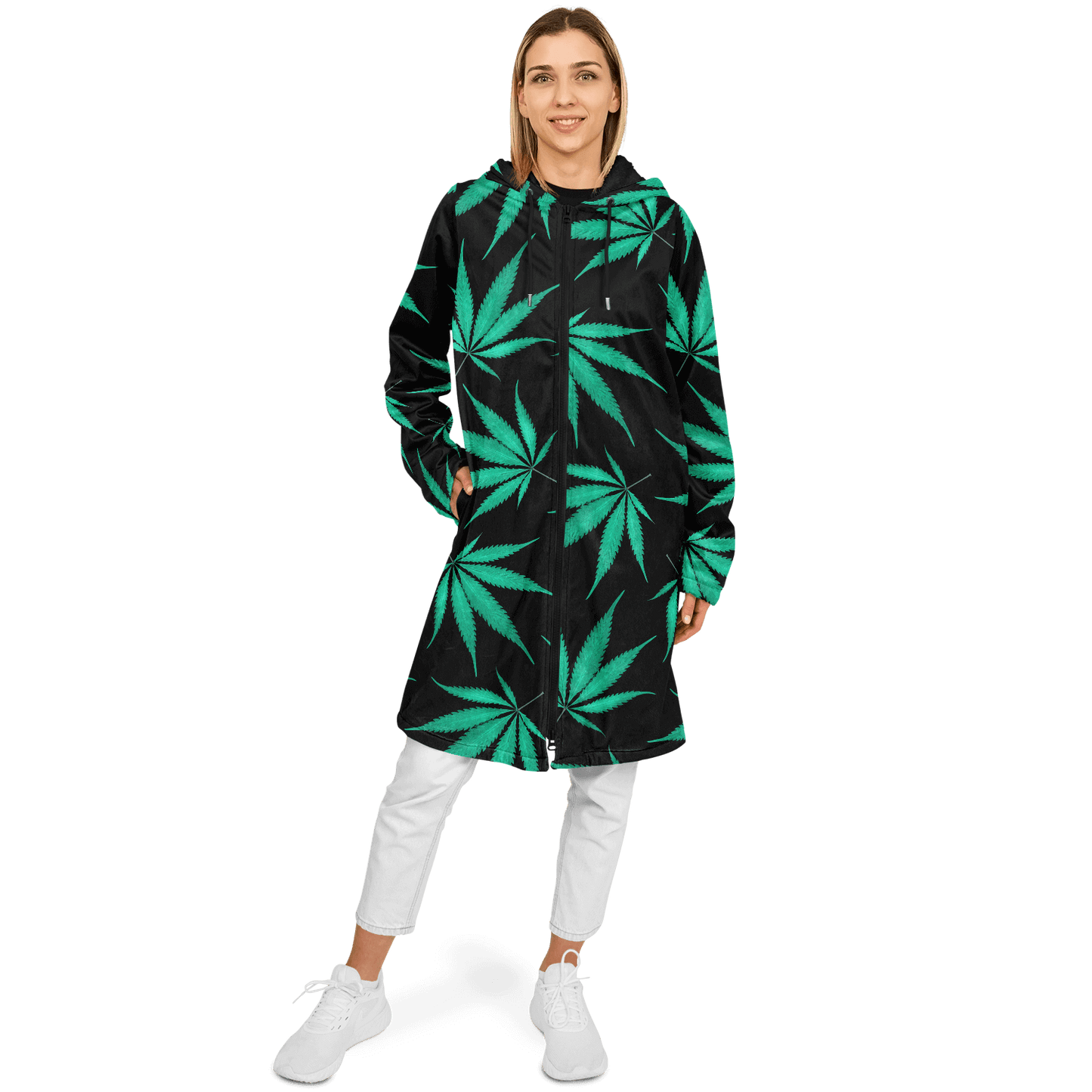 Ganja Cloak | Green Cannabis Leaves on a Black Background