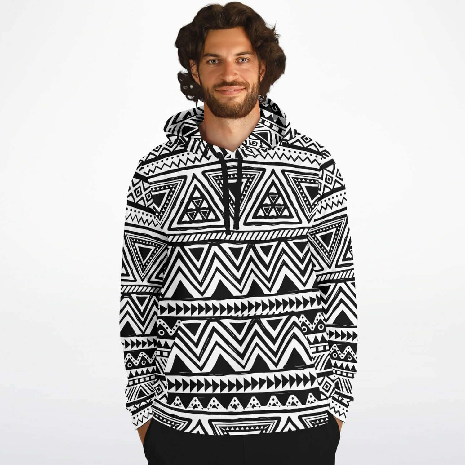 Black & White Tribal Hoodie | Aztec Ethnic Pattern