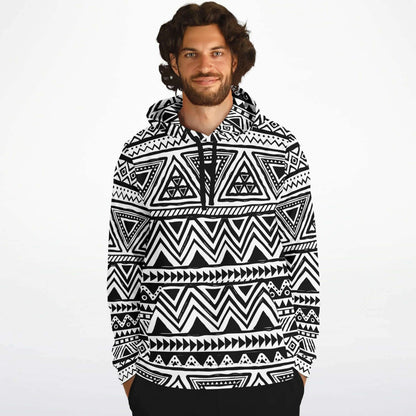 Black & White Tribal Hoodie | Aztec Ethnic Pattern