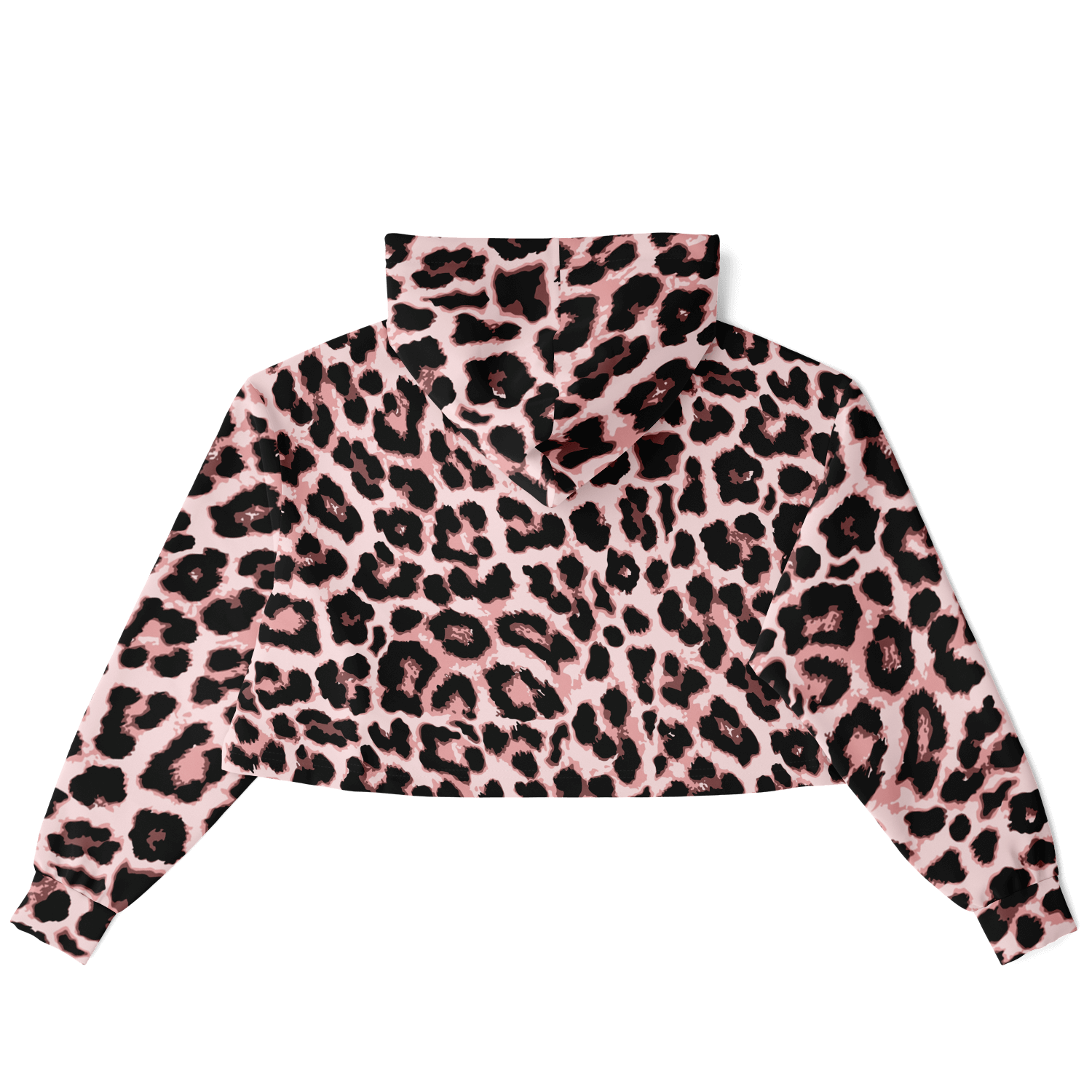 Leopard Cropped Hoodie | Black & Pippin Pattern