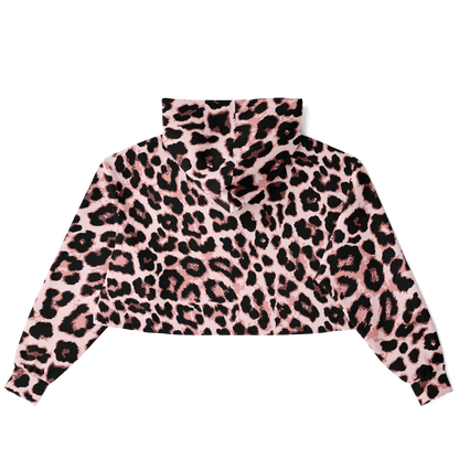 Leopard Cropped Hoodie | Black & Pippin Pattern