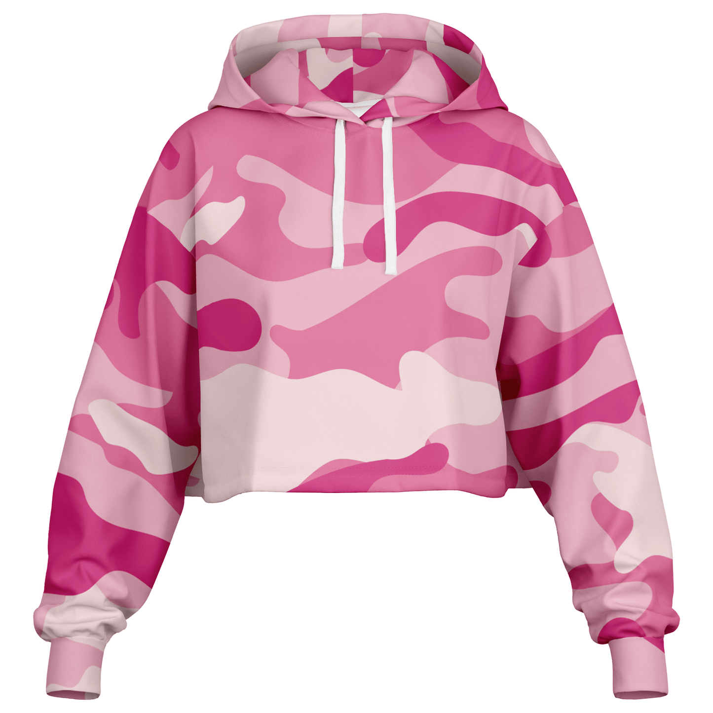 Lavender Pink Camo Cropped Hoodie For Women