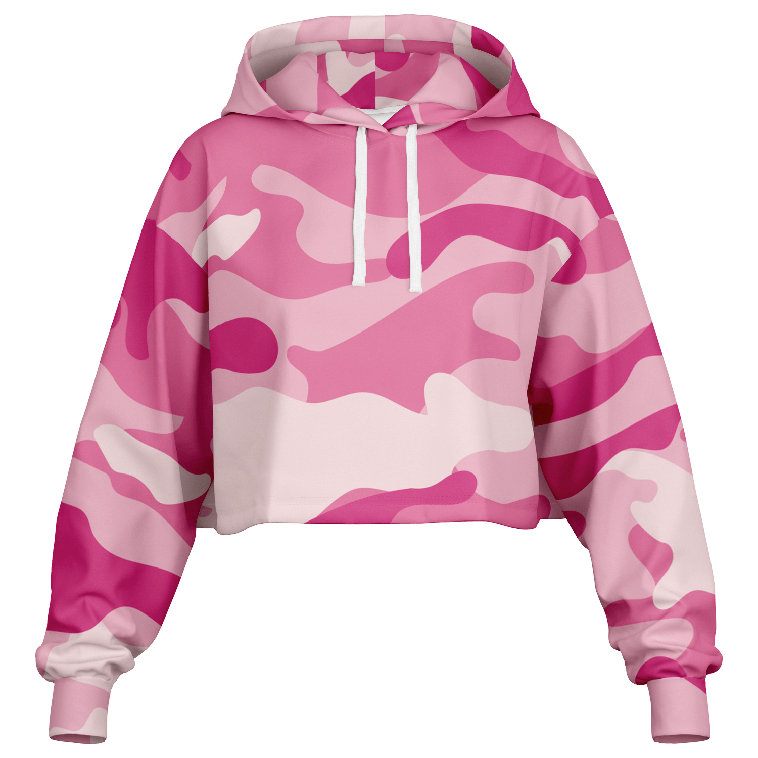 Lavender Pink Camo Cropped Hoodie For Women