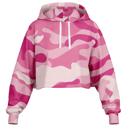 Lavender Pink Camo Cropped Hoodie For Women