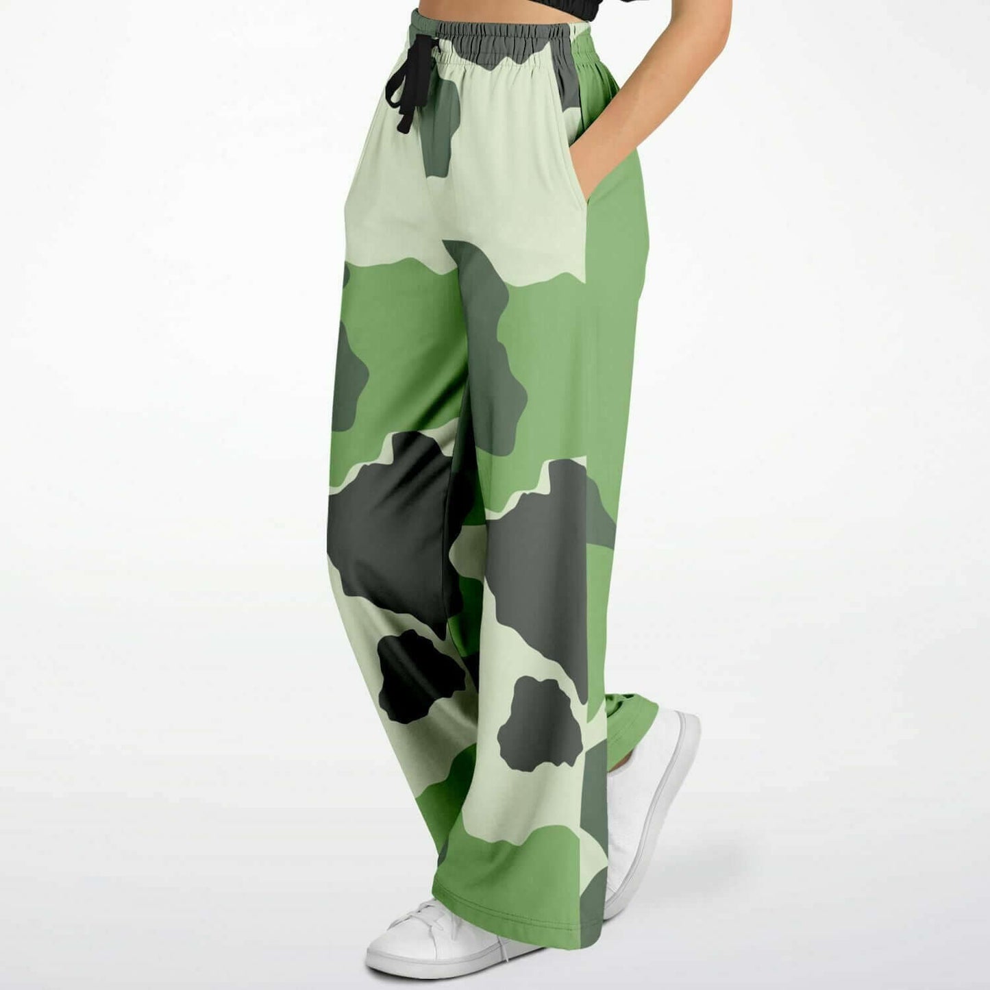 Women's Wide Leg Pants | Commando Green HD Print