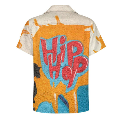 Orange Hip Hop Cuban Collar Shirt