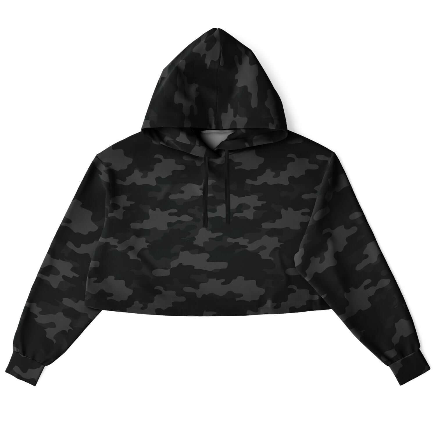 Military Black Camo Cropped Hoodie