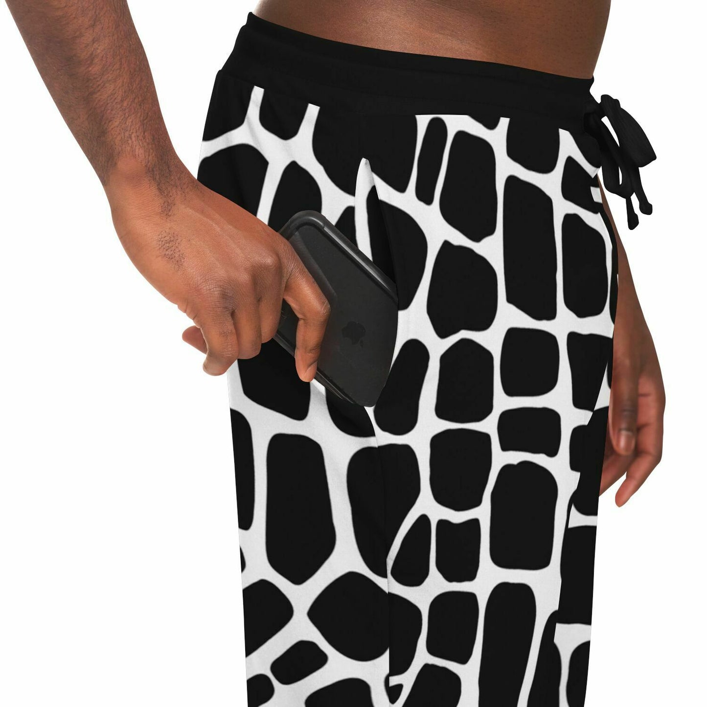 Black & White Snake Track Pants For Men | HD Print