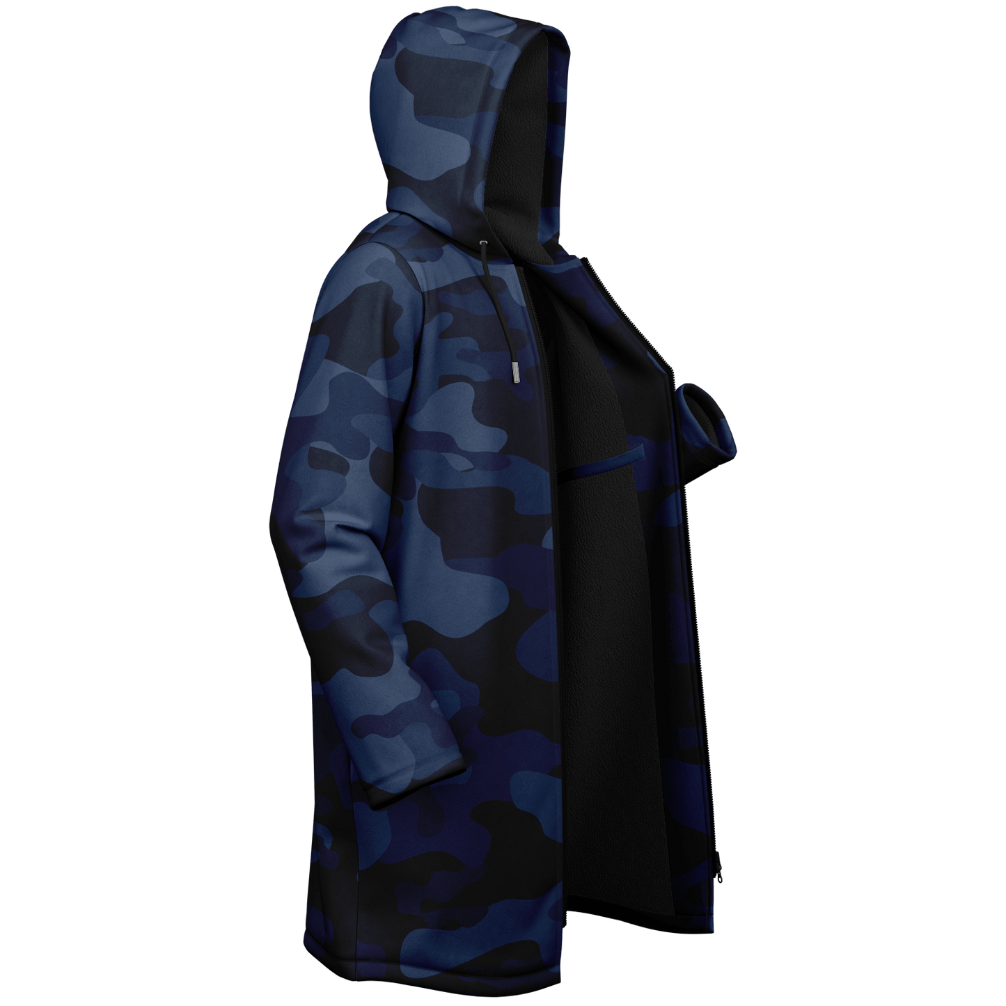 Deep Blue Camo Cloak With a Zipper