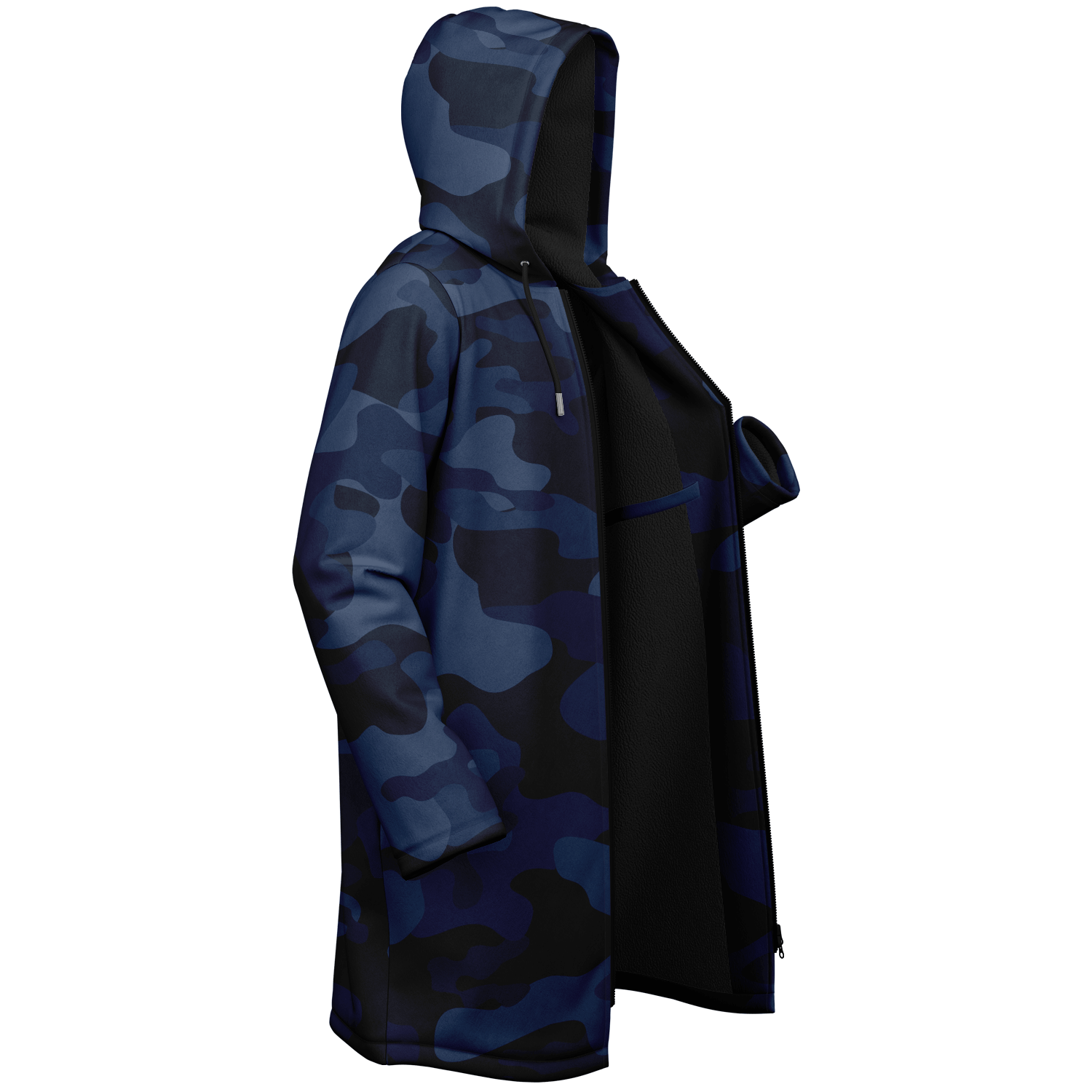 Deep Blue Camo Cloak With a Zipper