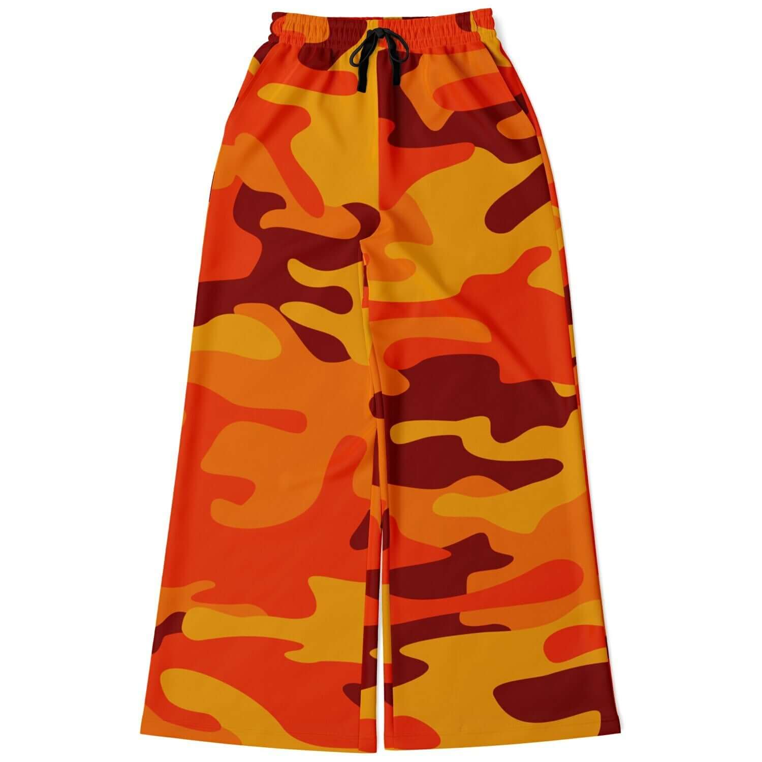 Camo Wide Leg Pants For Women | California Orange & Red Berry