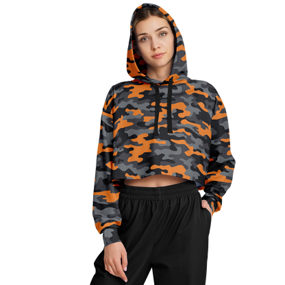 Cropped Hoodie | Military Orange, Gray & Black