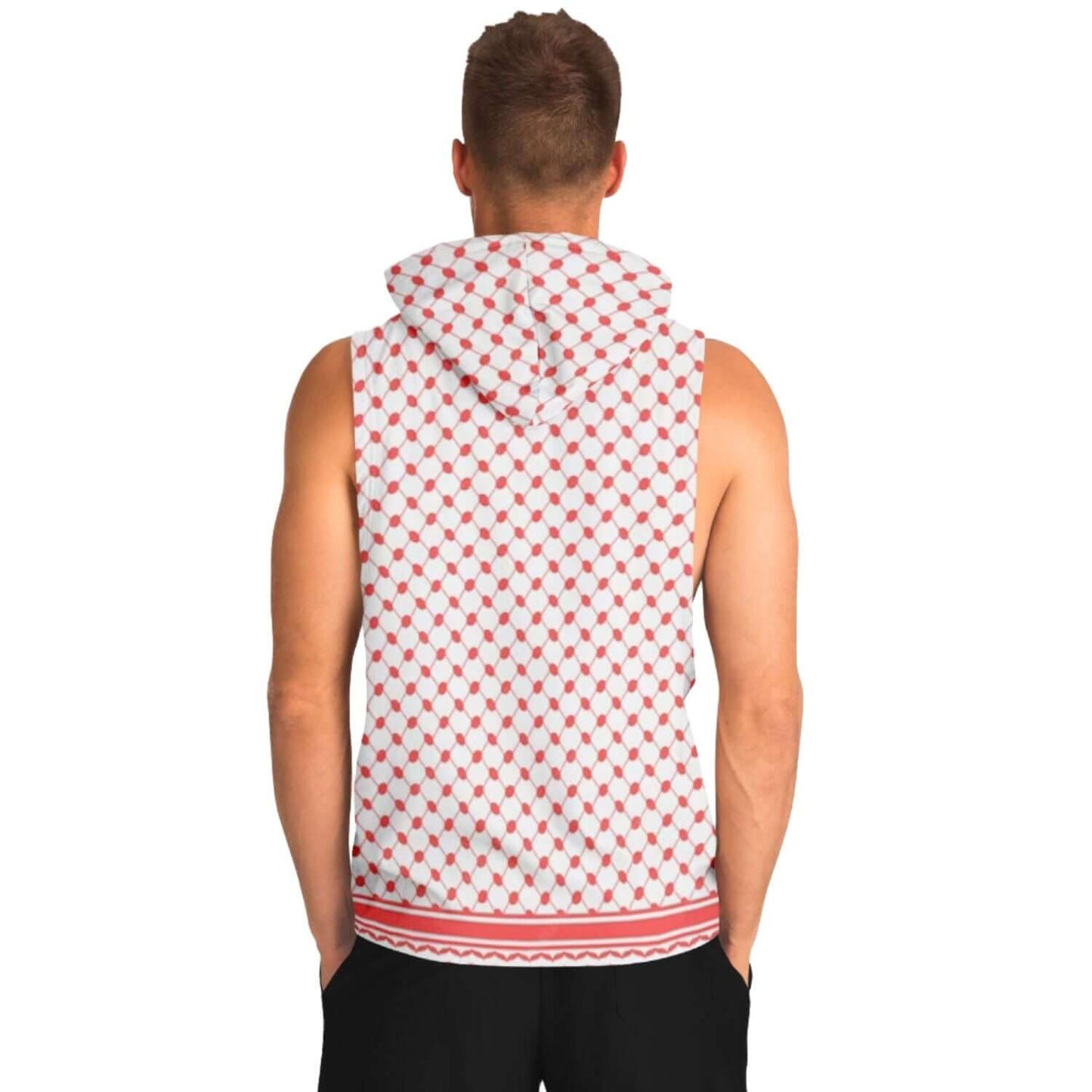 Red Keffiyeh | Sleeveless Hoodie For Men