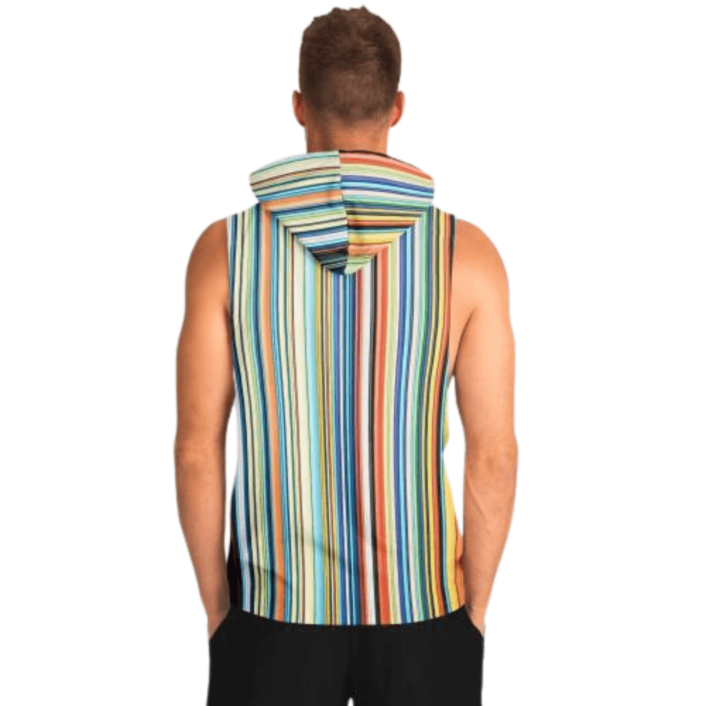 Sleeveless Hoodie For Men | Color Stripes