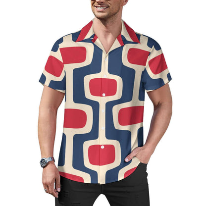 Red & Blue Atomic | Cuban Collar Shirt