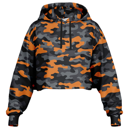 Cropped Hoodie | Military Orange, Gray & Black