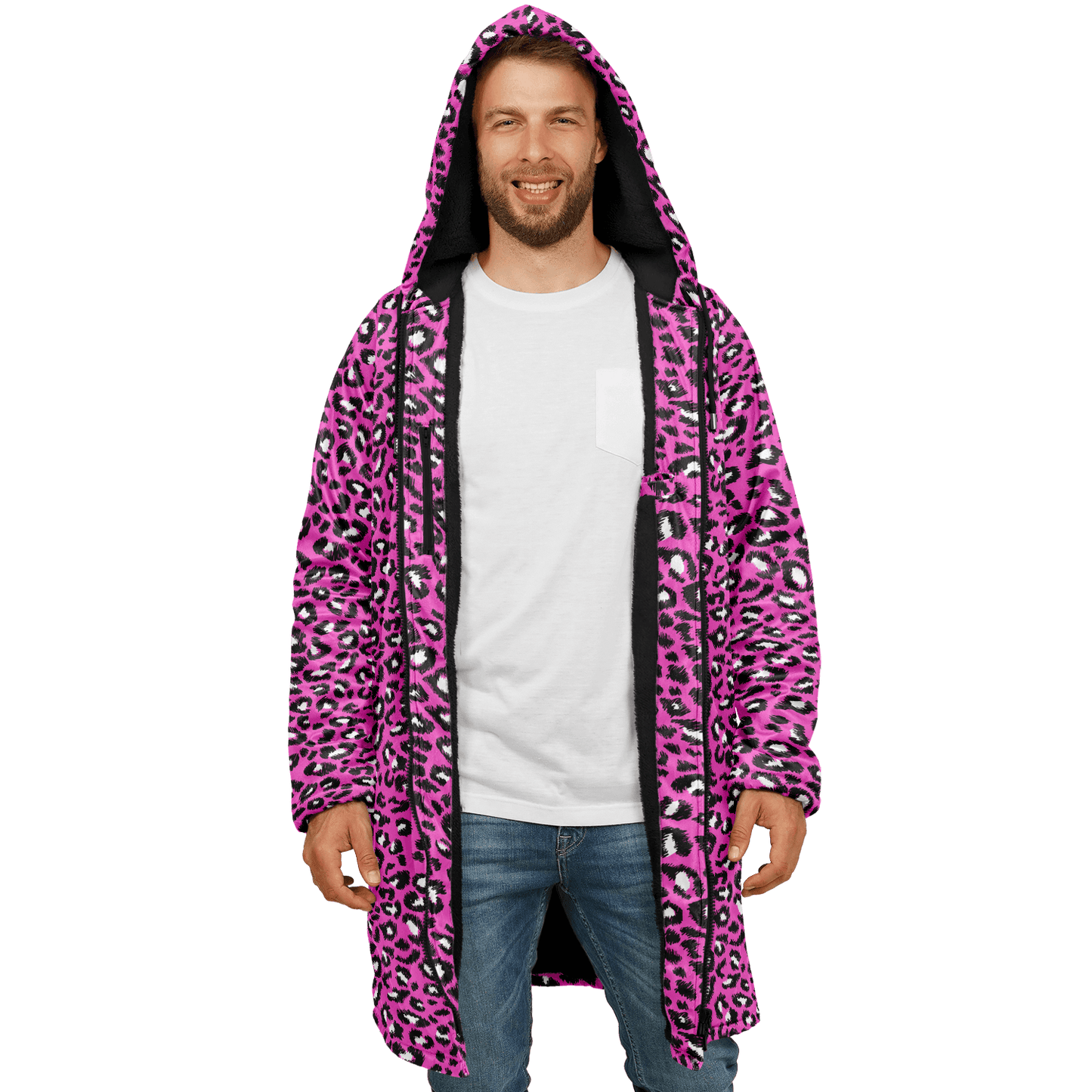 Pink Leopard Cloak With a Zipper