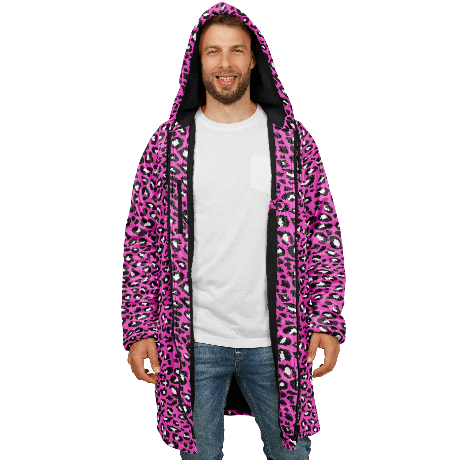 Pink Leopard Cloak With a Zipper