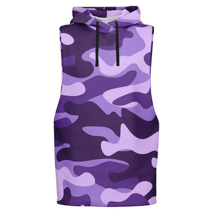 Purple Camo Sleeveless Hoodie For Men