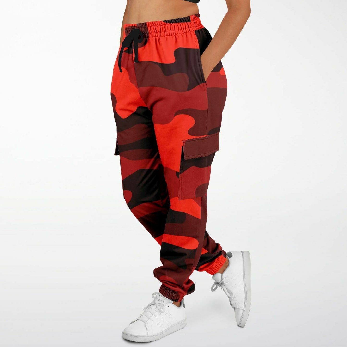 Scarlet Red & Black Camouflage Cargo Sweatpants