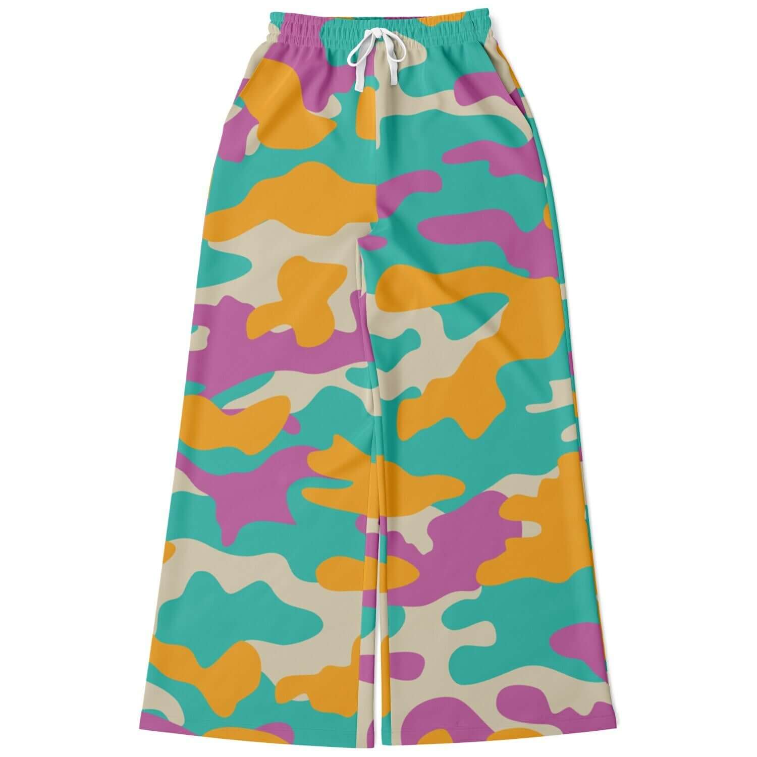 Women's Camo Wide Leg Pants | Yellow Orange & Deep Blush