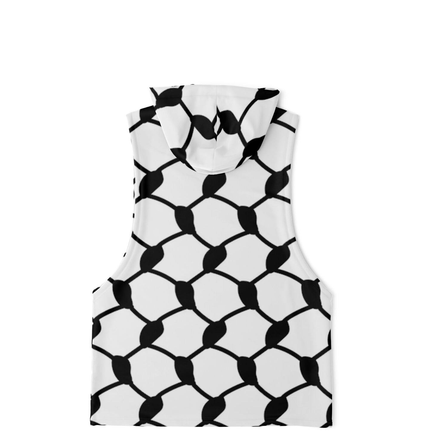 Keffiyeh Sleeveless Hoodie For Men | Black / White HD