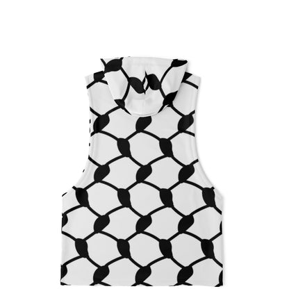 Keffiyeh Sleeveless Hoodie For Men | Black / White HD