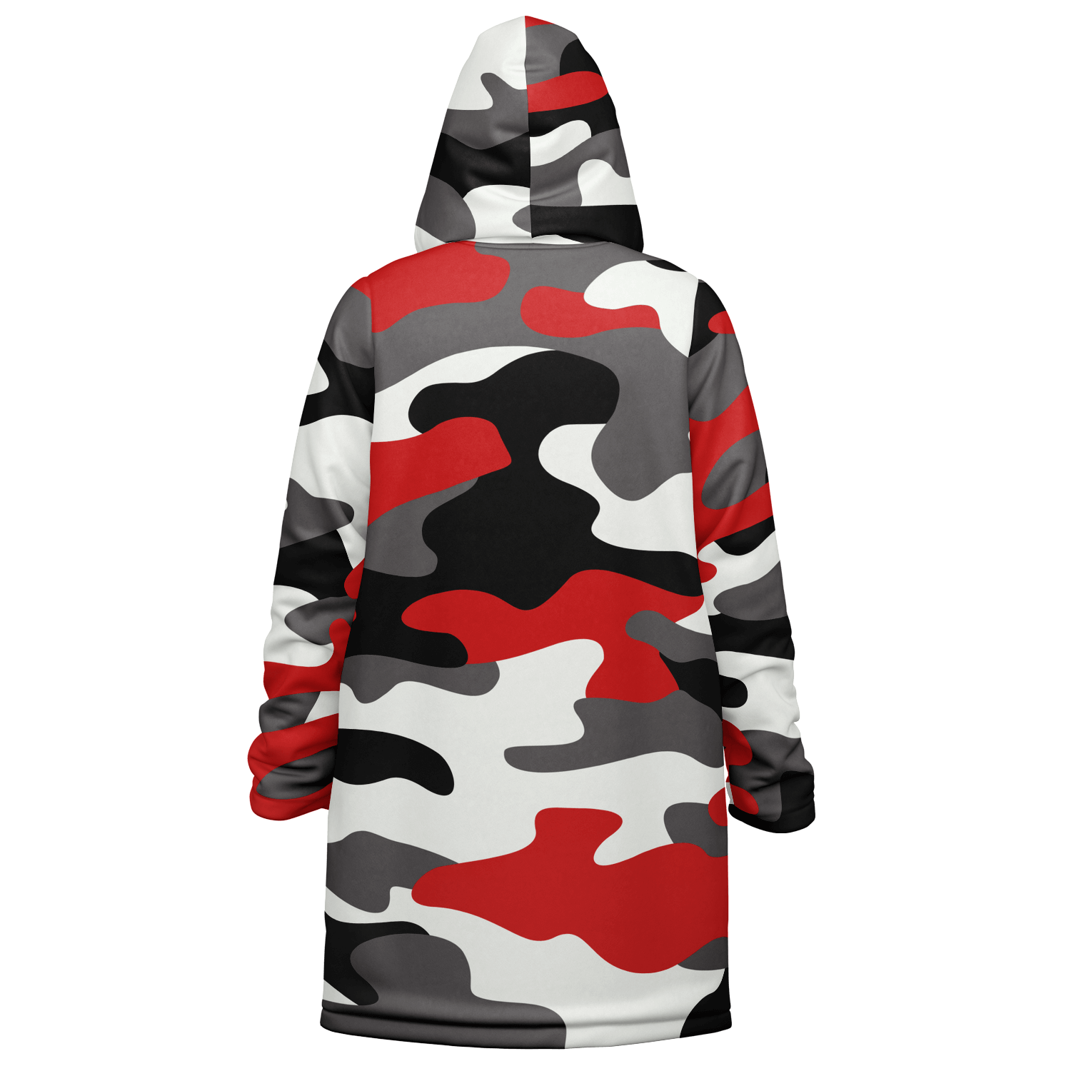 Red Black & White Camo Cloak With a Zipper