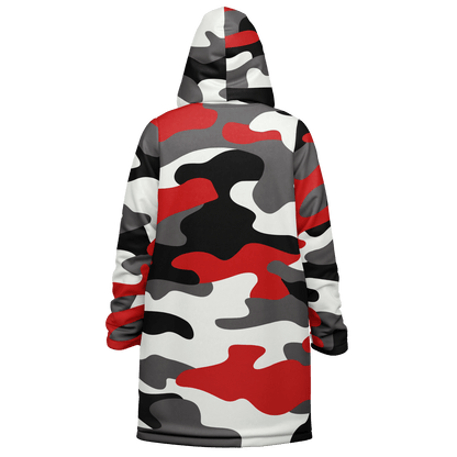 Red Black & White Camo Cloak With a Zipper