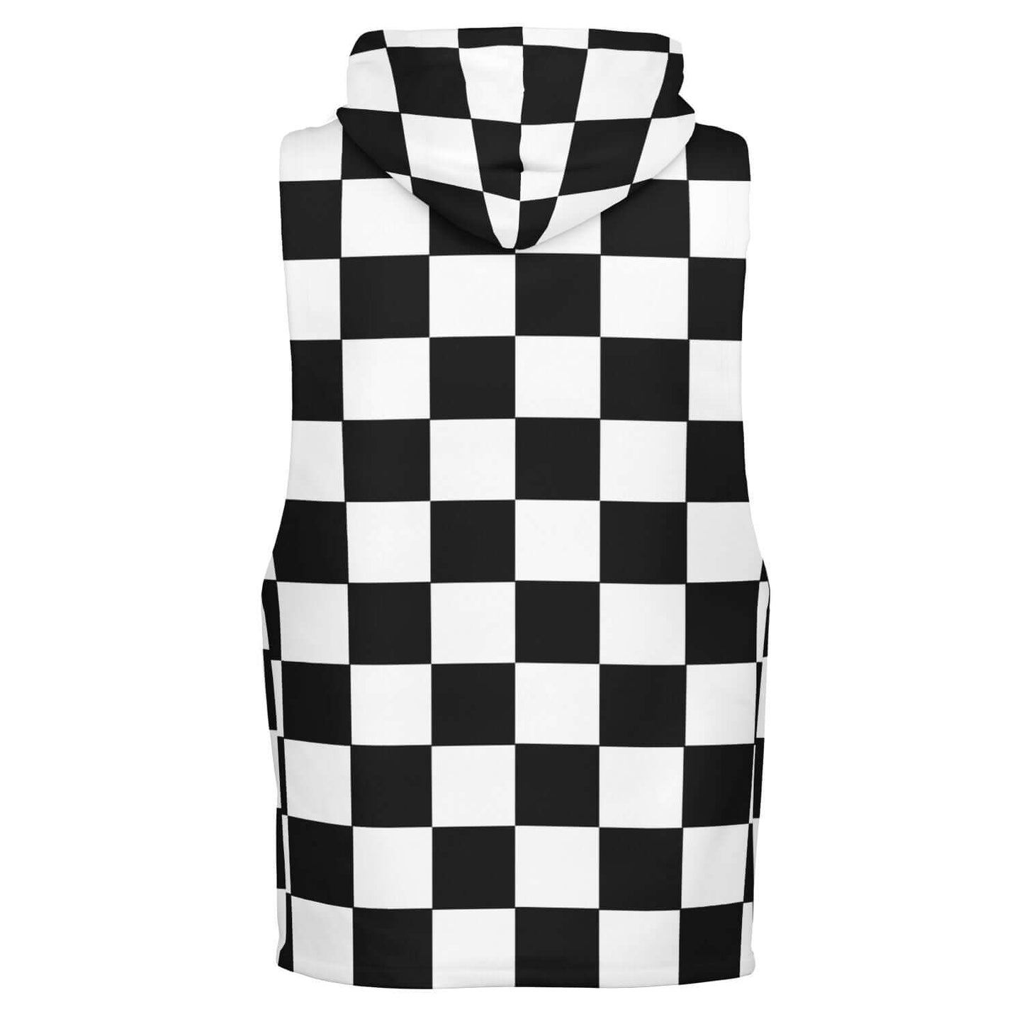 Sleeveless Hoodie For Men | Black & White Chess Board