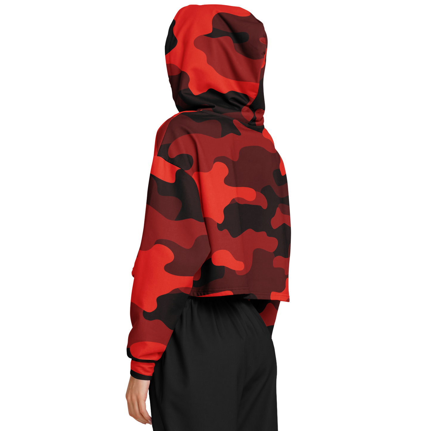 Red Camo Cropped Hoodie For Women