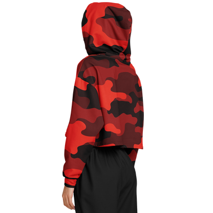 Red Camo Cropped Hoodie For Women