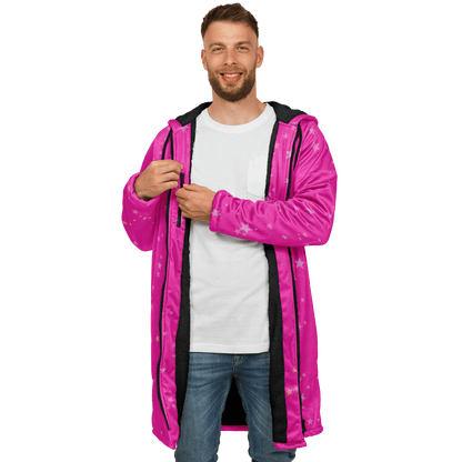 Funky Deep Pink Stars Zipper Cloak | Ribooa