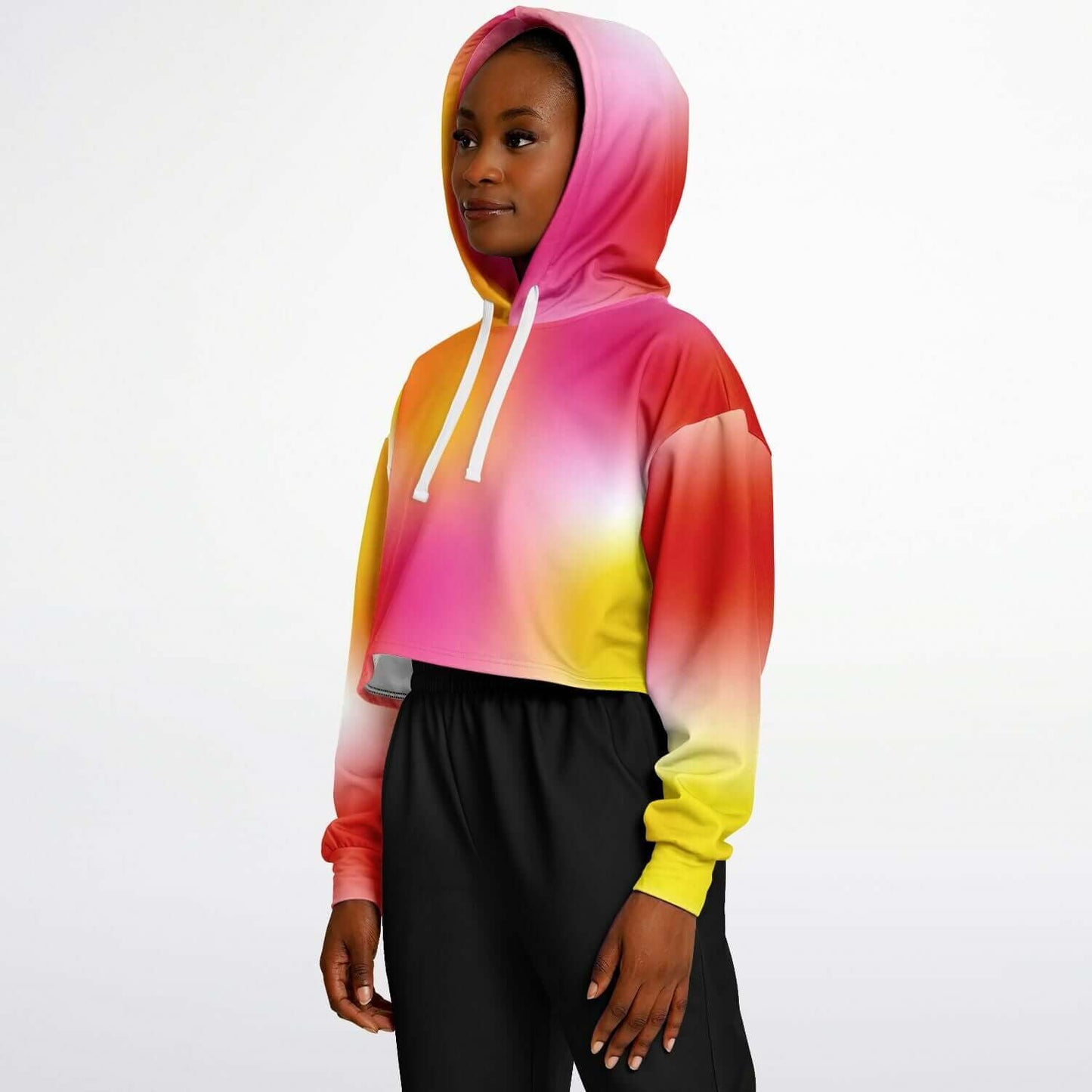 Orange Yellow Gradient Cropped Hoodie