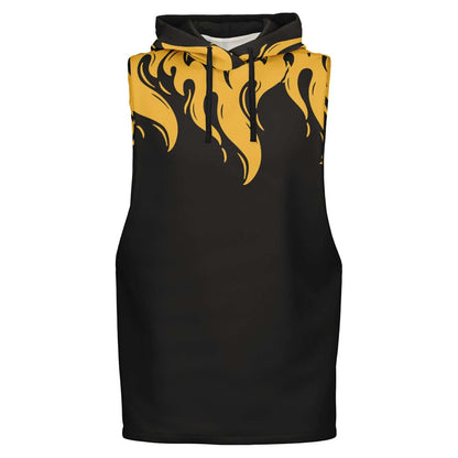 Black Sleeveless Hoodie For Men | Blazing Fire