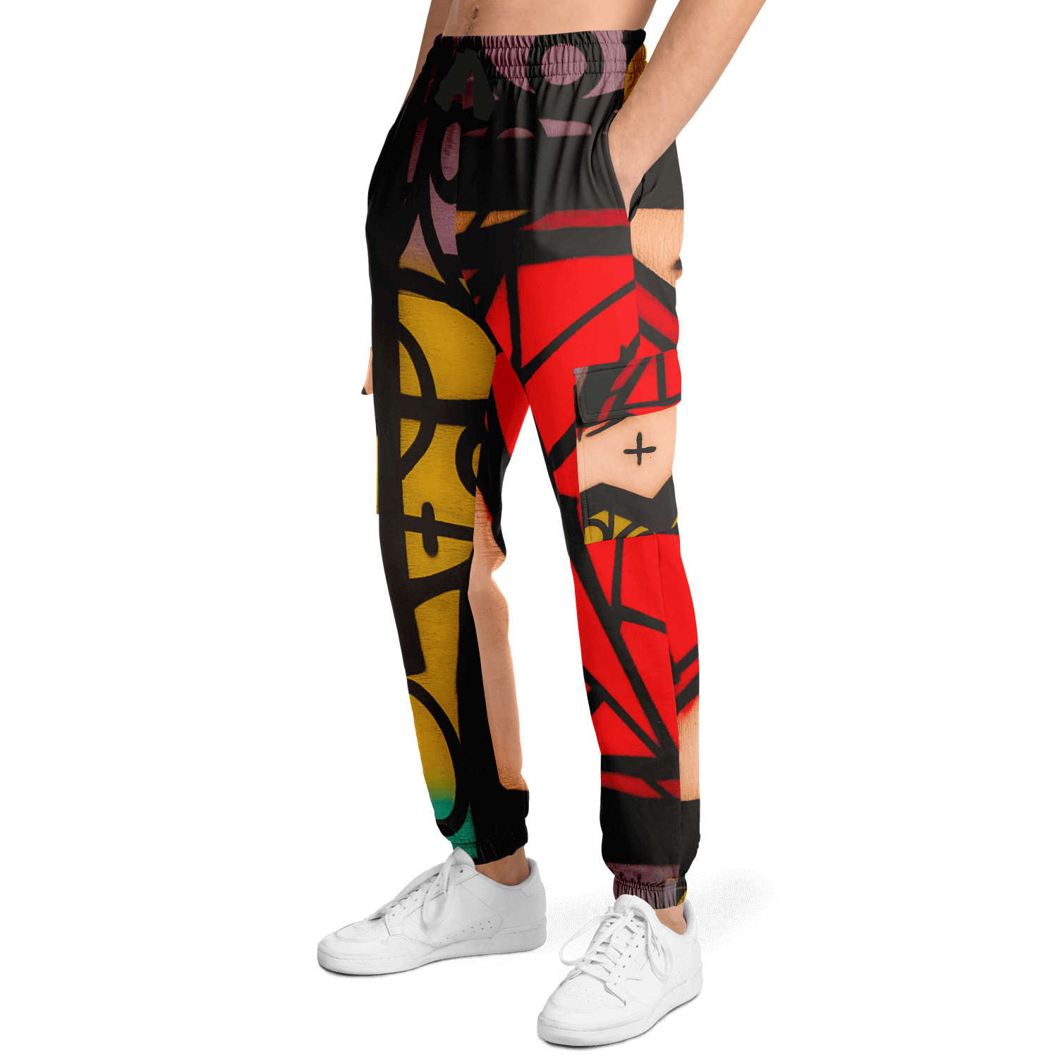 Abstract Red Cargo Sweatpants | HD Print