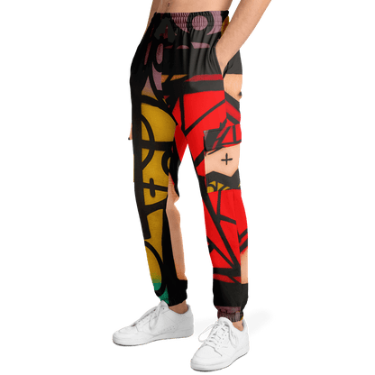 Abstract Red Cargo Sweatpants | HD Print