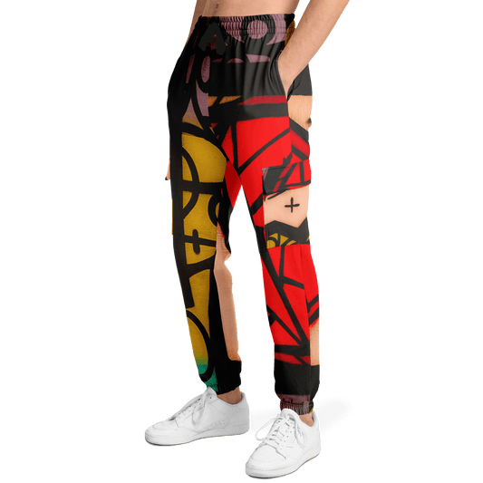 Abstract Red Cargo Sweatpants | HD Print