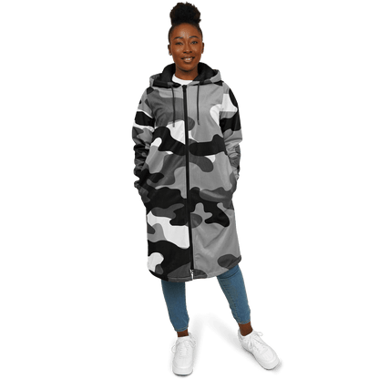 Gray Black & White Camo Cloak With a Zipper