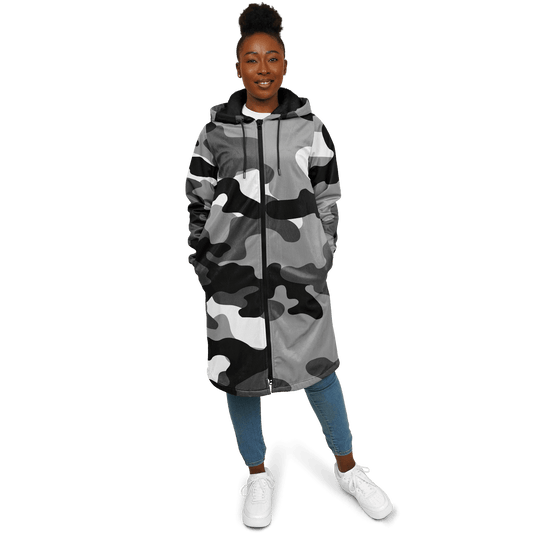 Gray Black & White Camo Cloak With a Zipper