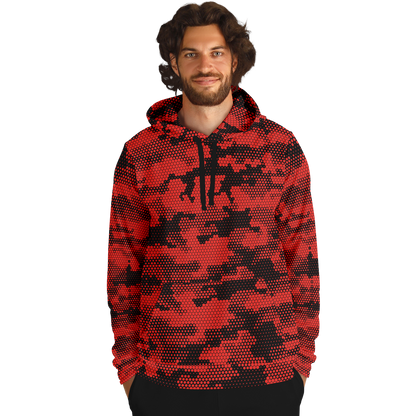 Pixel Camo Hoodie | Red Digital Camouflage Pattern