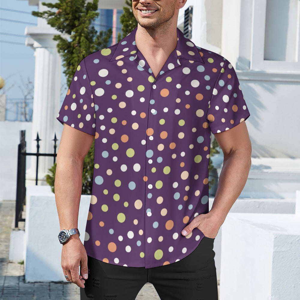 Colorful Polka Dots Cuban Collar Shirt