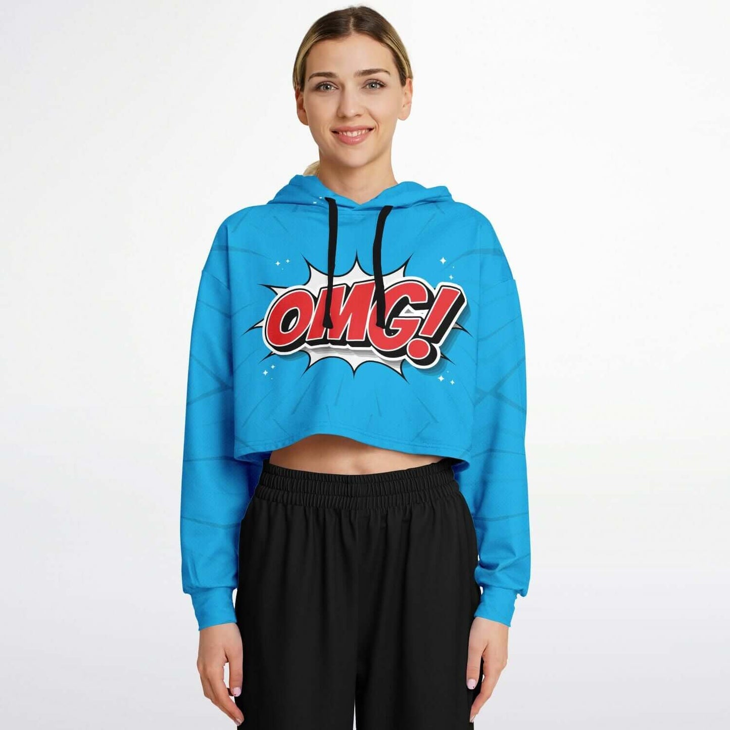 Red & Blue OMG Cropped Hoodie