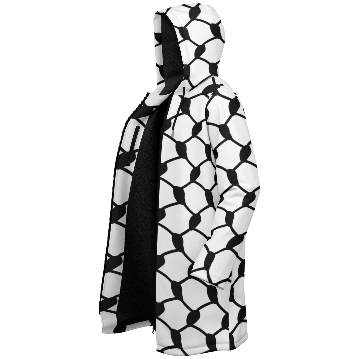 Keffiyeh Cloak With a Zipper | Black & White HD Print