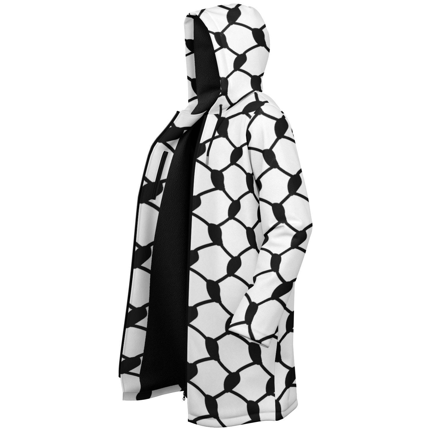 Keffiyeh Cloak With a Zipper | Black & White HD Print